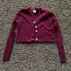 Women's Burgundy Cardigan Sweater